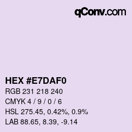 カラーコード: HEX #E7DAF0 | qconv.com