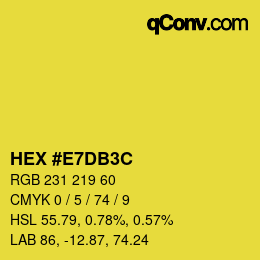 Color code: HEX #E7DB3C | qconv.com