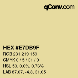 Color code: HEX #E7DB9F | qconv.com