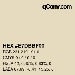 Color code: HEX #E7DBBF00 | qconv.com
