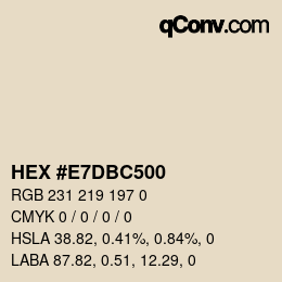 Color code: HEX #E7DBC500 | qconv.com