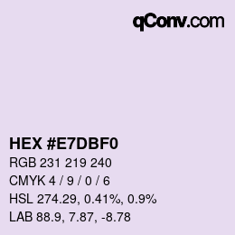 Color code: HEX #E7DBF0 | qconv.com