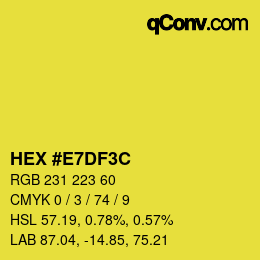 Color code: HEX #E7DF3C | qconv.com