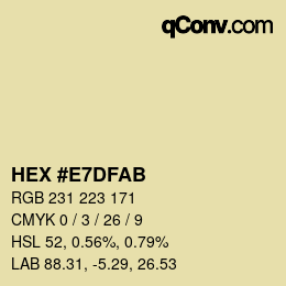 Color code: HEX #E7DFAB | qconv.com