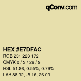カラーコード: HEX #E7DFAC | qconv.com