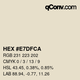 Color code: HEX #E7DFCA | qconv.com