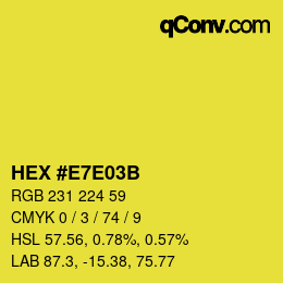 Color code: HEX #E7E03B | qconv.com