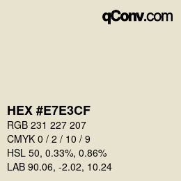 Color code: HEX #E7E3CF | qconv.com