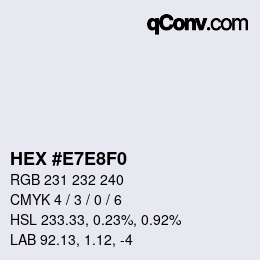 Color code: HEX #E7E8F0 | qconv.com