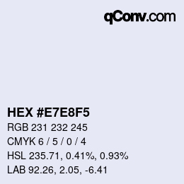 Código de color: HEX #E7E8F5 | qconv.com