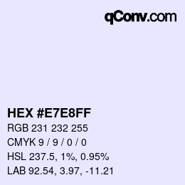カラーコード: HEX #E7E8FF | qconv.com