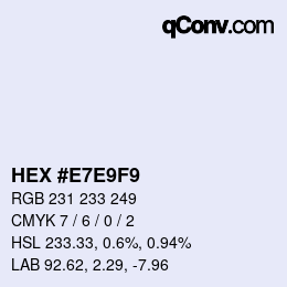 Color code: HEX #E7E9F9 | qconv.com
