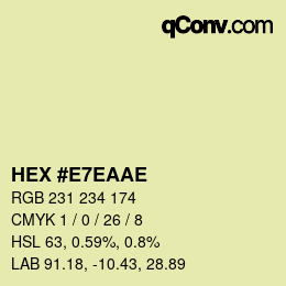 Color code: HEX #E7EAAE | qconv.com