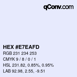 Color code: HEX #E7EAFD | qconv.com