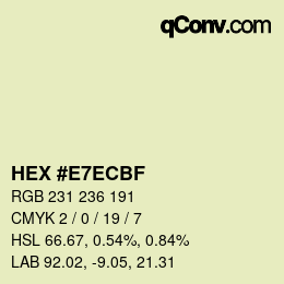 Color code: HEX #E7ECBF | qconv.com