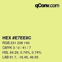 Color code: HEX #E7EE8C | qconv.com