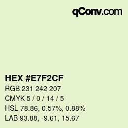 Color code: HEX #E7F2CF | qconv.com