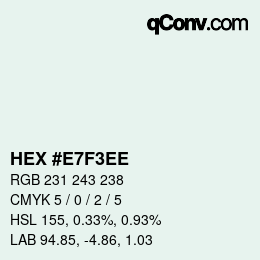 Color code: HEX #E7F3EE | qconv.com