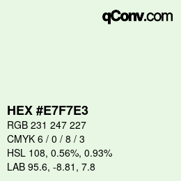 Color code: HEX #E7F7E3 | qconv.com