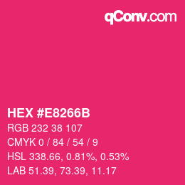 Color code: HEX #E8266B | qconv.com