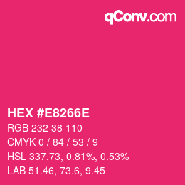 Color code: HEX #E8266E | qconv.com