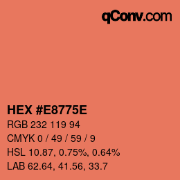 Color code: HEX #E8775E | qconv.com