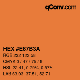 Color code: HEX #E87B3A | qconv.com