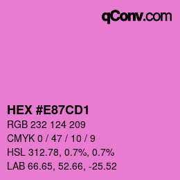 カラーコード: HEX #E87CD1 | qconv.com
