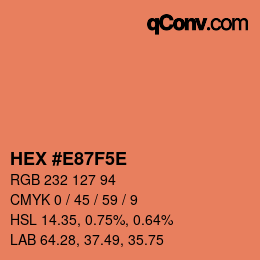 カラーコード: HEX #E87F5E | qconv.com