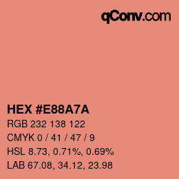 颜色代码: HEX #E88A7A | qconv.com