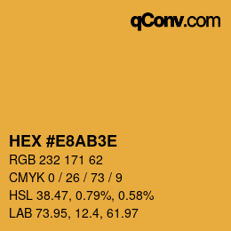 Color code: HEX #E8AB3E | qconv.com