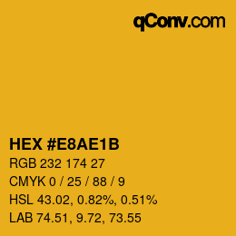 Color code: HEX #E8AE1B | qconv.com