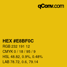 Color code: HEX #E8BF0C | qconv.com