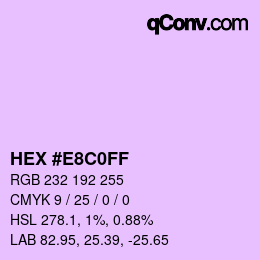 Color code: HEX #E8C0FF | qconv.com