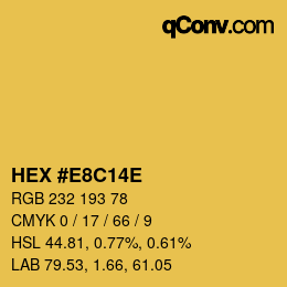 Color code: HEX #E8C14E | qconv.com