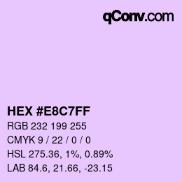 Color code: HEX #E8C7FF | qconv.com