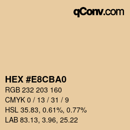 Color code: HEX #E8CBA0 | qconv.com