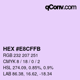 Color code: HEX #E8CFFB | qconv.com