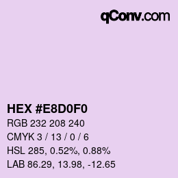 Color code: HEX #E8D0F0 | qconv.com