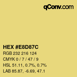 Color code: HEX #E8D87C | qconv.com
