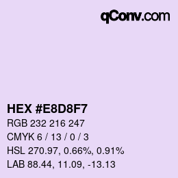 Color code: HEX #E8D8F7 | qconv.com