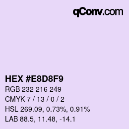 Color code: HEX #E8D8F9 | qconv.com