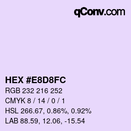 カラーコード: HEX #E8D8FC | qconv.com