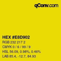 Color code: HEX #E8D902 | qconv.com