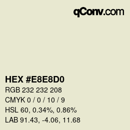 颜色代码: HEX #E8E8D0 | qconv.com