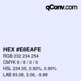 Color code: HEX #E8EAFE | qconv.com
