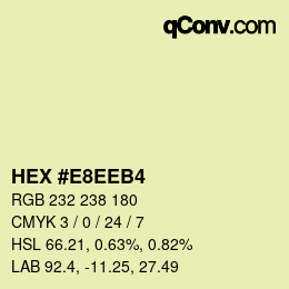 Color code: HEX #E8EEB4 | qconv.com