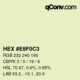 Code couleur: HEX #E8F0C3 | qconv.com