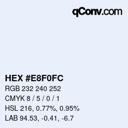 Code couleur: HEX #E8F0FC | qconv.com