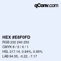 カラーコード: HEX #E8F0FD | qconv.com